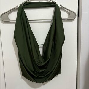 Green Halter Crop Top